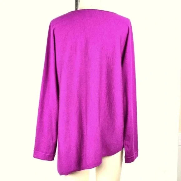 Eileen Fisher 100% Cashmere Soft Lightweight Sweater Top Pink Barbie Women's XS - Picture 2 of 16